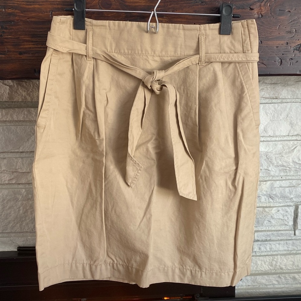LOFT Khaki Paper Bag Waist Skirt